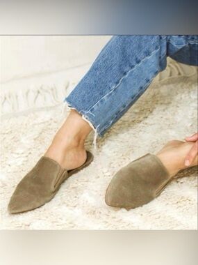 Jenni Kayne Laurel (Gray Green) Suede Mule  EU 39 US 8-8.5 Pointed Toe